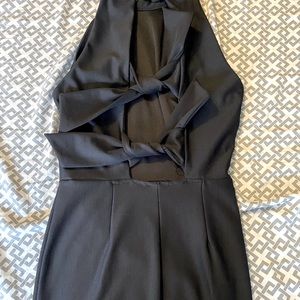 Black Fitted Dress - Open Back with Ties